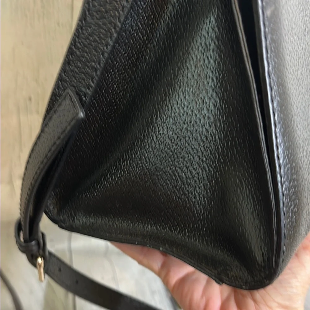 Kate Spade Leather Black Satchel with crossbody strap Gold Hardware